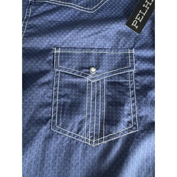 Pelham Men's XLT Western Blue Denim Pearl Snap Buttons Cowboy Shirt NWT - Picture 8 of 12